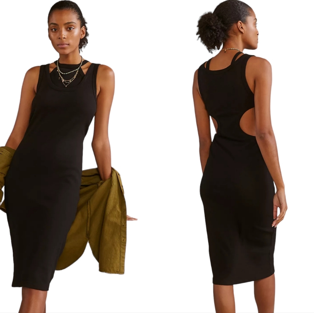Anthropologie Black Midi Dress